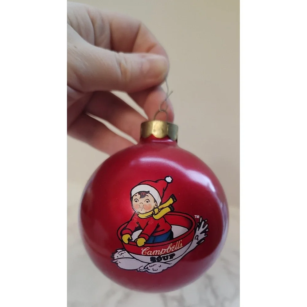 Campbells Soup Kids Collector's Edition 1996 Glass Ball Christmas Ornament Red